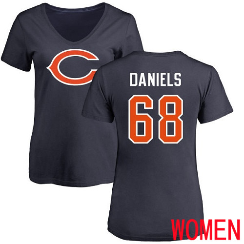 Chicago Bears Navy Blue Women James Daniels Name and Number Logo NFL Football #68 T Shirt